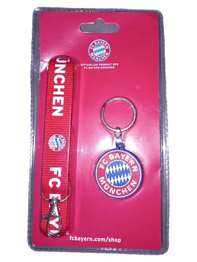 FC Bayern München Schlüsselanhänger Lanyard Set Fanartikel Mehrfarbig