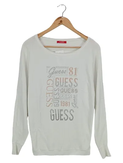 GUESS Damen Sweatshirt XS Weiß Casual Logo-Print