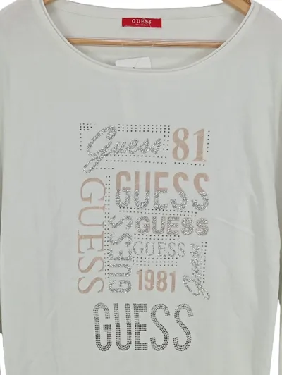 GUESS Damen Sweatshirt XS Weiß Casual Logo-Print
