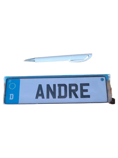 Out of the blue Blechschild Nummernschild Andre personalisiert Mehrfarbig Retro
