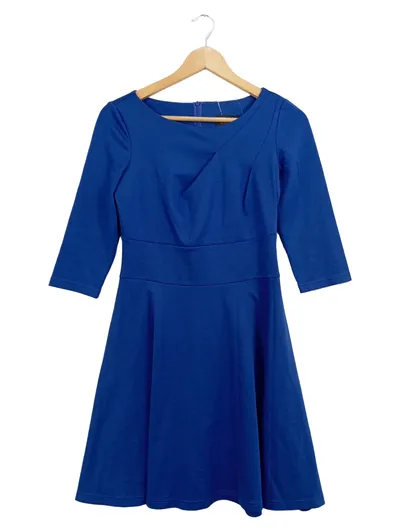 FIGL Damen festliches Kleid Gr. 36 Blau Elegant Midikleid 3/4-Arm