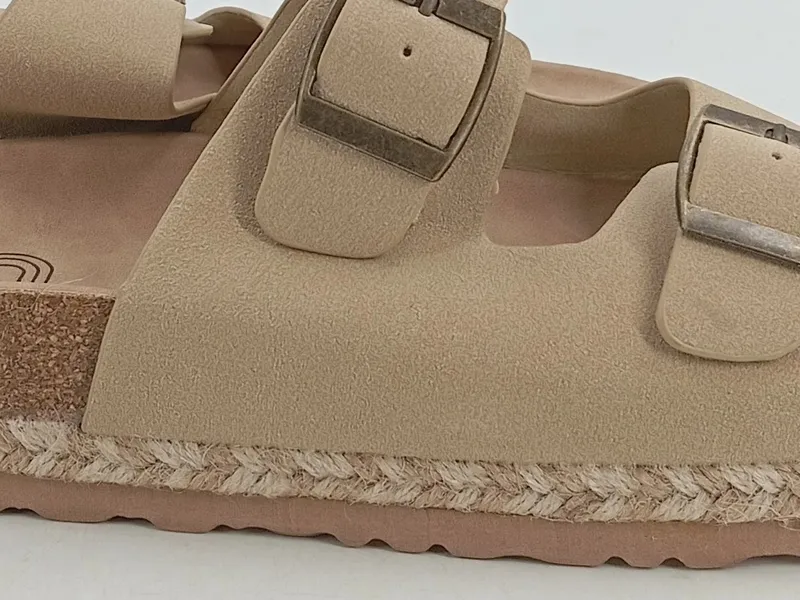 Bosanova Damen Pantoletten Gr. 41 Beige Kork Espadrille Sandalen 2