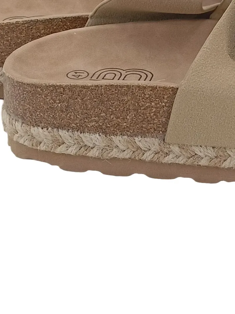 Bosanova Damen Pantoletten Gr. 41 Beige Kork Espadrille Sandalen 3