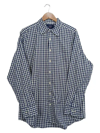 Charles Tyrwhitt Herren Business Hemd kariert Blau Gr. 50;L Langarm