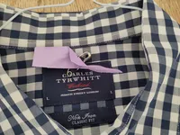 Charles Tyrwhitt Herren Business Hemd kariert Blau Gr. 50;L Langarm 4