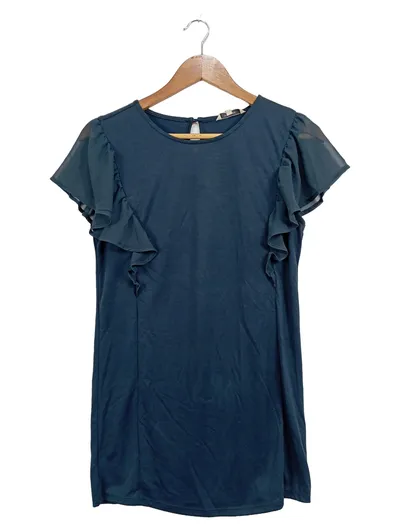 Noppies Damen Bluse Petrol Gr. 36/S Rüschen Kurzarm