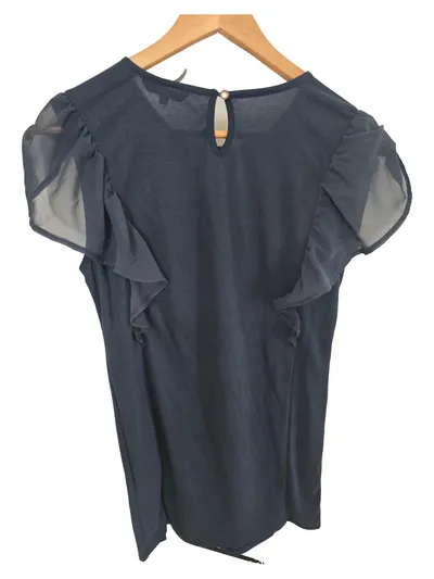 Noppies Damen Bluse Petrol Gr. 36/S Rüschen Kurzarm
