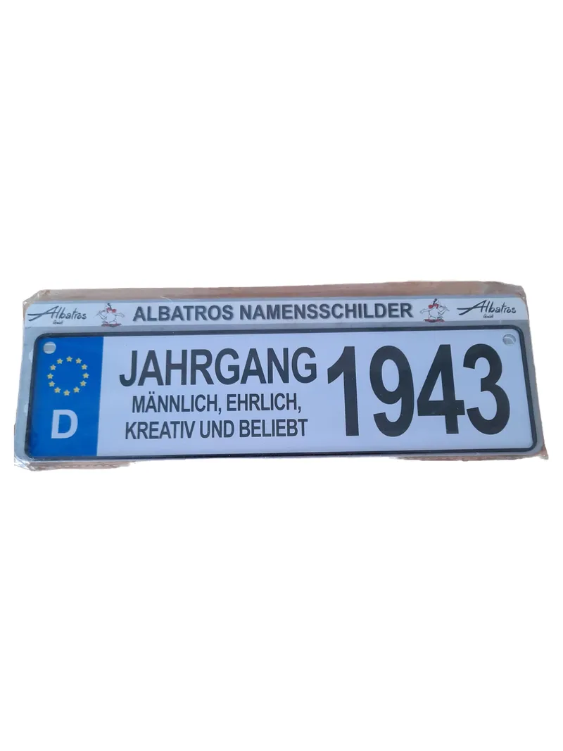 Albatros Blechschild Jahrgang 1943 Männer Retro Namensschild Metall Mehrfarbig 1
