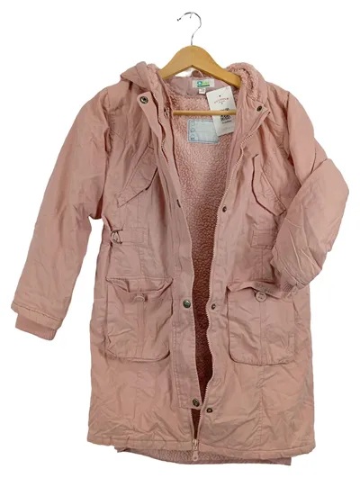 Vertbaudet Mädchen Parka Gr. 138/140 Rosa Teddyfutter Kapuze Winterjacke