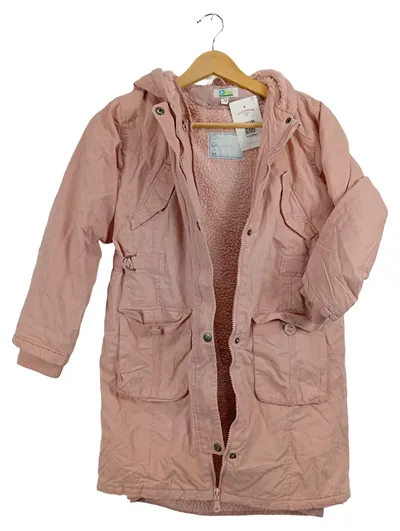 Vertbaudet Mädchen Parka Gr. 138/140 Rosa Teddyfutter Kapuze Winterjacke