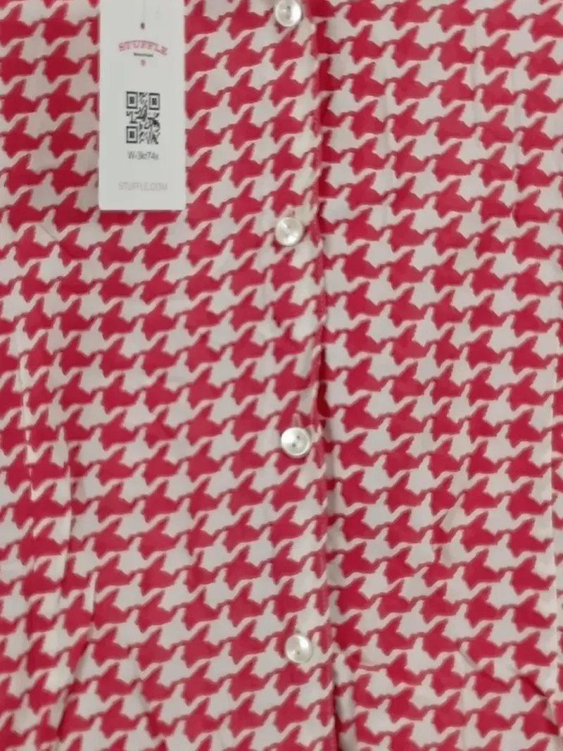 Gerry Weber Damen Bluse Pepita Muster Rot Weiß Langarm Gr. 46 4