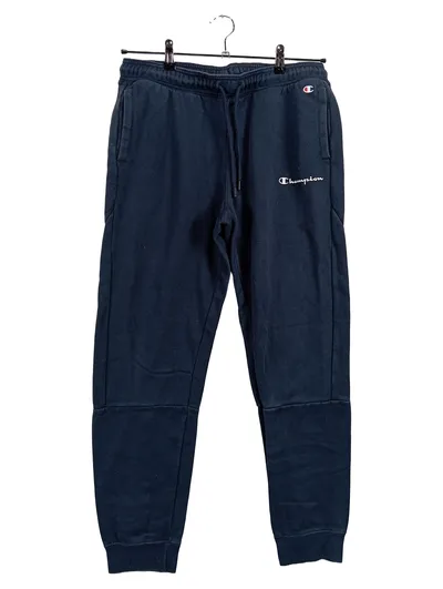 Champion Jogginghose Herren L (50) Blau Uni Baumwolle Logo Print Sportlich