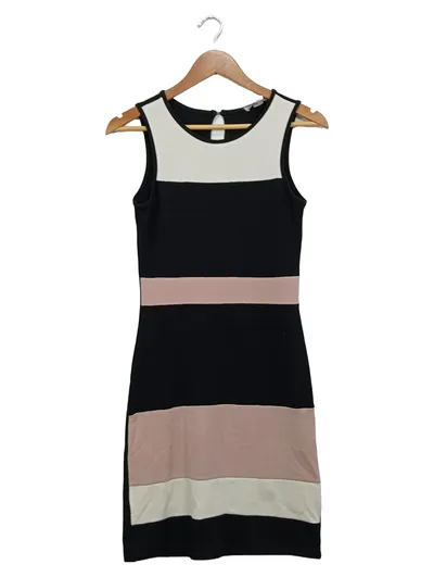Anna Field Freizeitkleid Damen Gr. 34 Mehrfarbig Gestreift Rüschen Midikleid
