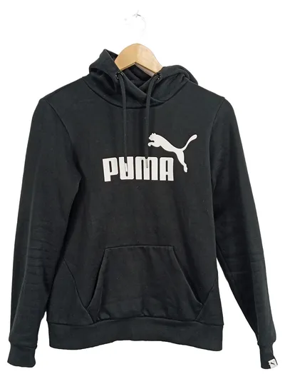 PUMA Damen Hoodie Kapuzenpullover Schwarz Logo-Print Gr. S