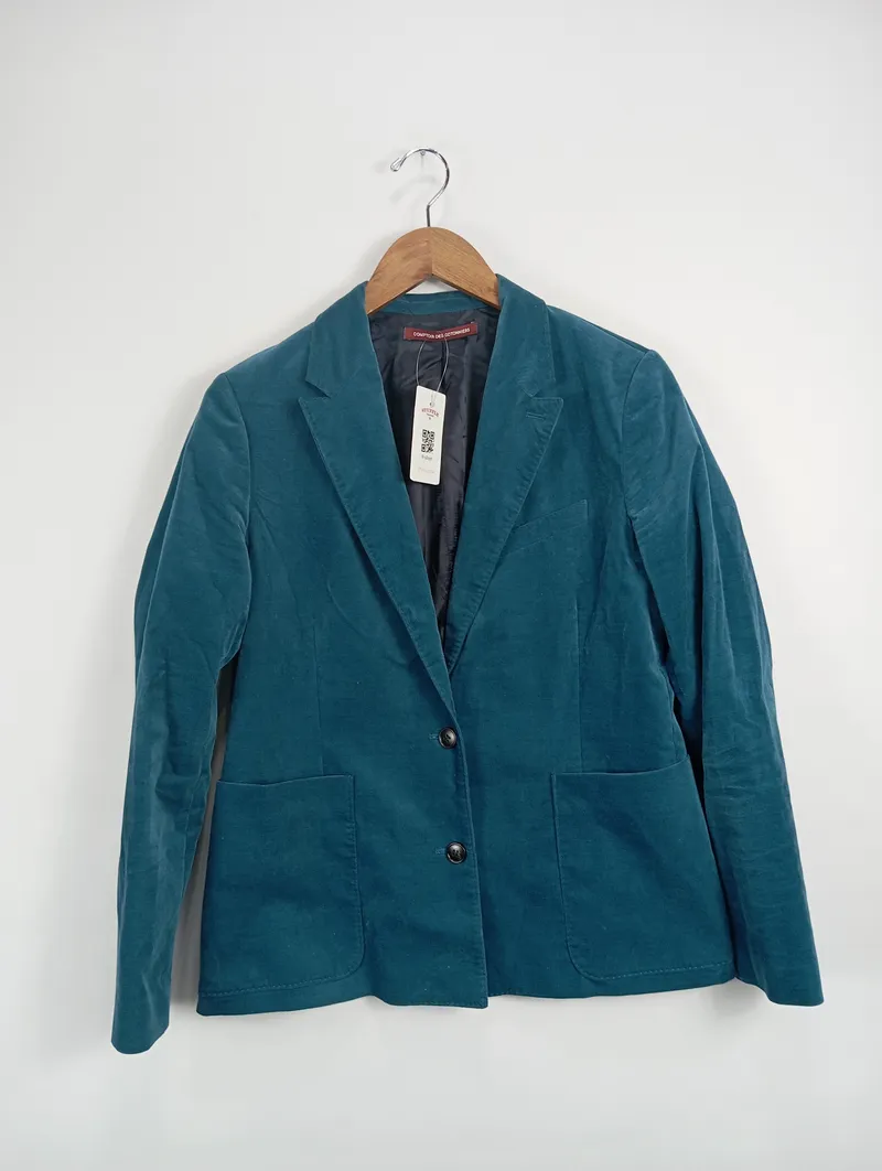 Comptoir des Cotonniers Damen Blazer Gr. 38 Petrol Business Baumwolle 2