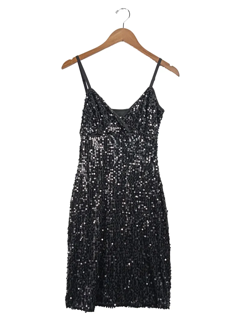 BONPRIX COLLECTION Damen Pailletten Kleid Gr. 36;S Glamourös Schwarz 1