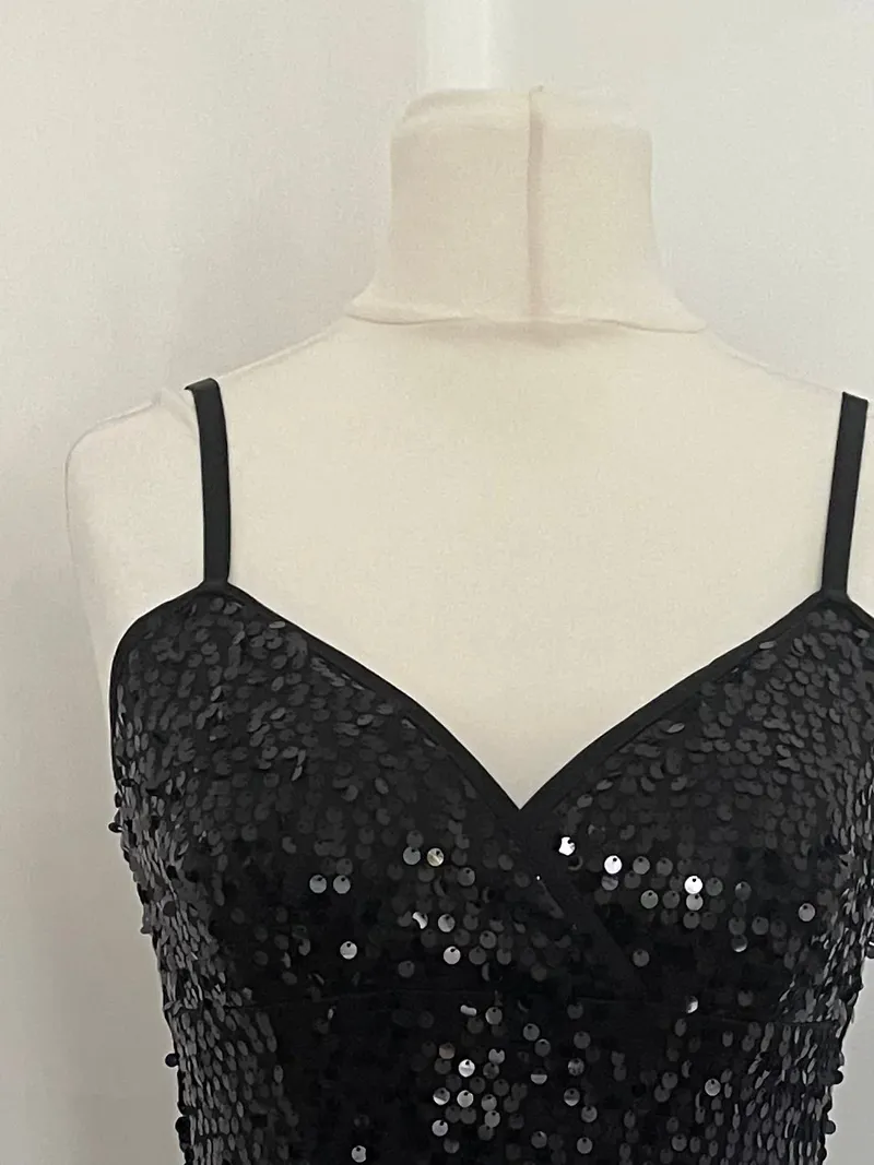 BONPRIX COLLECTION Damen Pailletten Kleid Gr. 36;S Glamourös Schwarz 3
