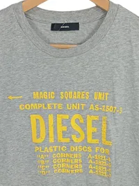 Diesel Herren T-Shirt Grau Gr. XL Logo Print Baumwolle Casual 3