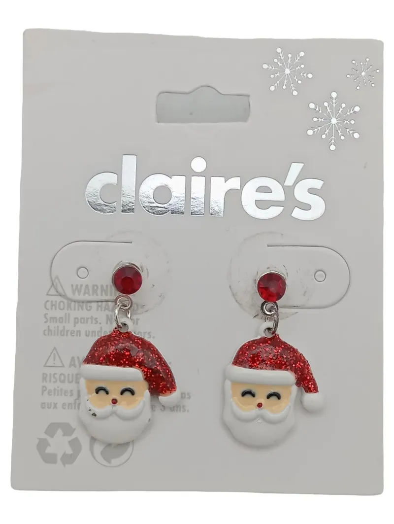 Claire's Ohrringe Weihnachtsmann Rot Glitzer Damen Weihnachtlich Festlich 1