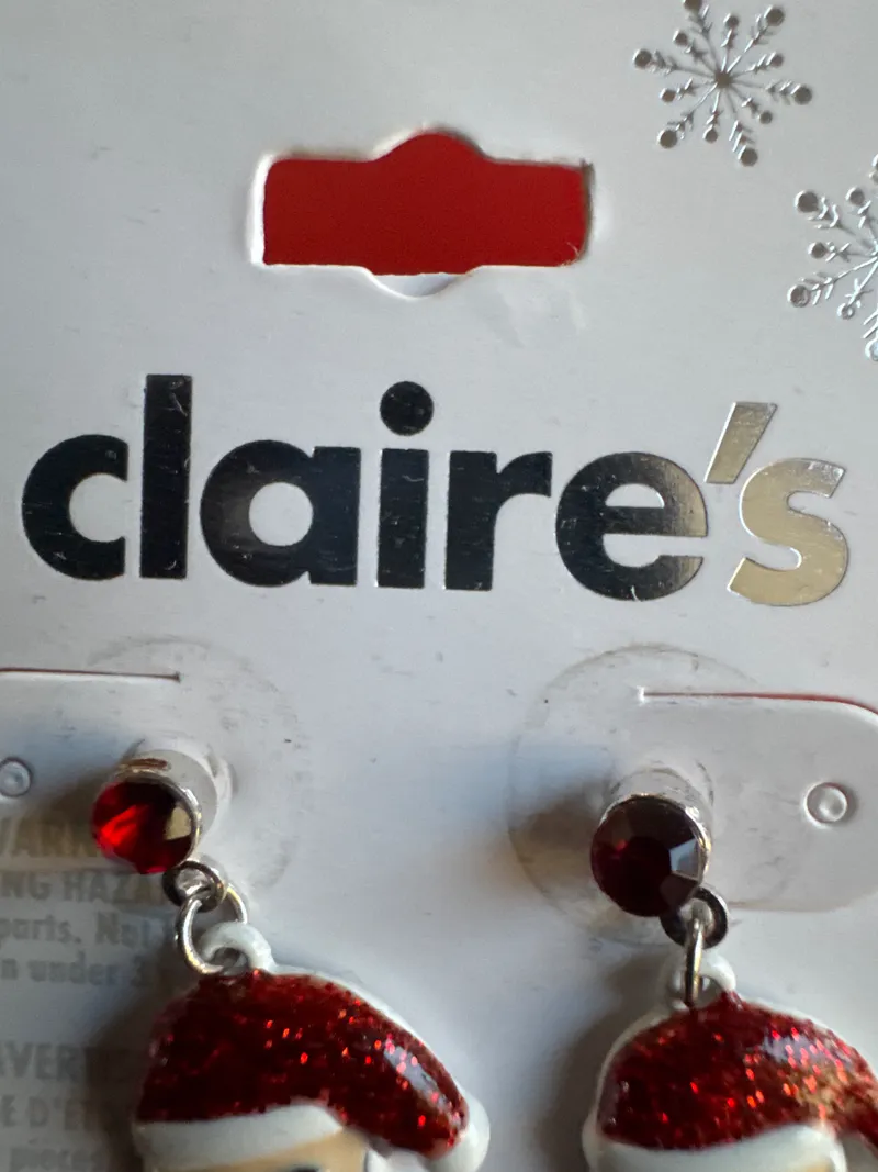 Claire's Ohrringe Weihnachtsmann Rot Glitzer Damen Weihnachtlich Festlich 3