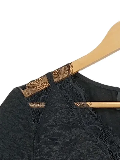 Object Damen Bluse Elegant Spitze Kurzarm Schwarz Gr. 34 XS