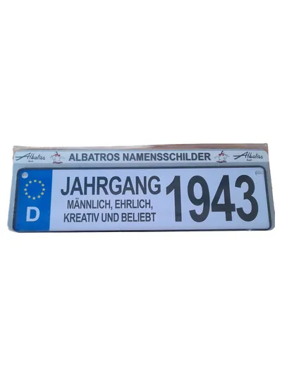 Albatros Blechschild Jahrgang 1943 Männlich Kennzeichen Retro Metall Schild