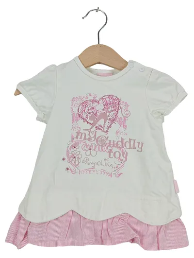 Pampolina Mädchen T-Shirt Gr. 128 Mehrfarbig Kurzarm Schriftzug Strass
