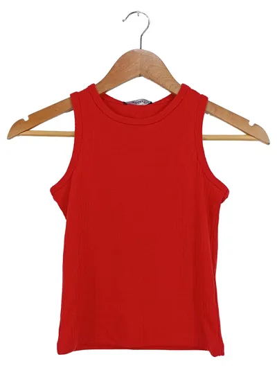 Addax Damen Basic Rippstrick Tank Top Rot Gr. 36/S
