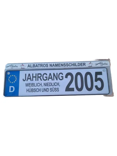 Albatros Blechschild Namensschild Jahrgang 2005 Weiblich Retro Dekoschild