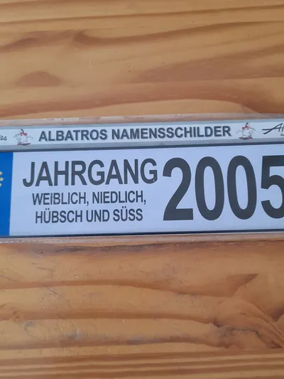 Albatros Blechschild Namensschild Jahrgang 2005 Weiblich Retro Dekoschild