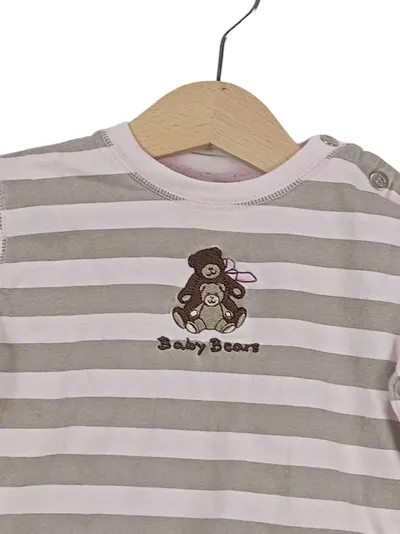 BONDI Baby Langarmshirt Kinder Gr. 80 Mehrfarbig Gestreift Bärenmotiv Casual