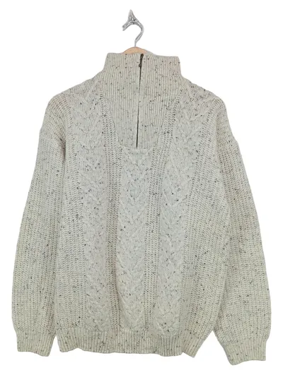 Bertolucci Herren Pullover S Zopfstrick Troyer Beige Wolle Freizeit