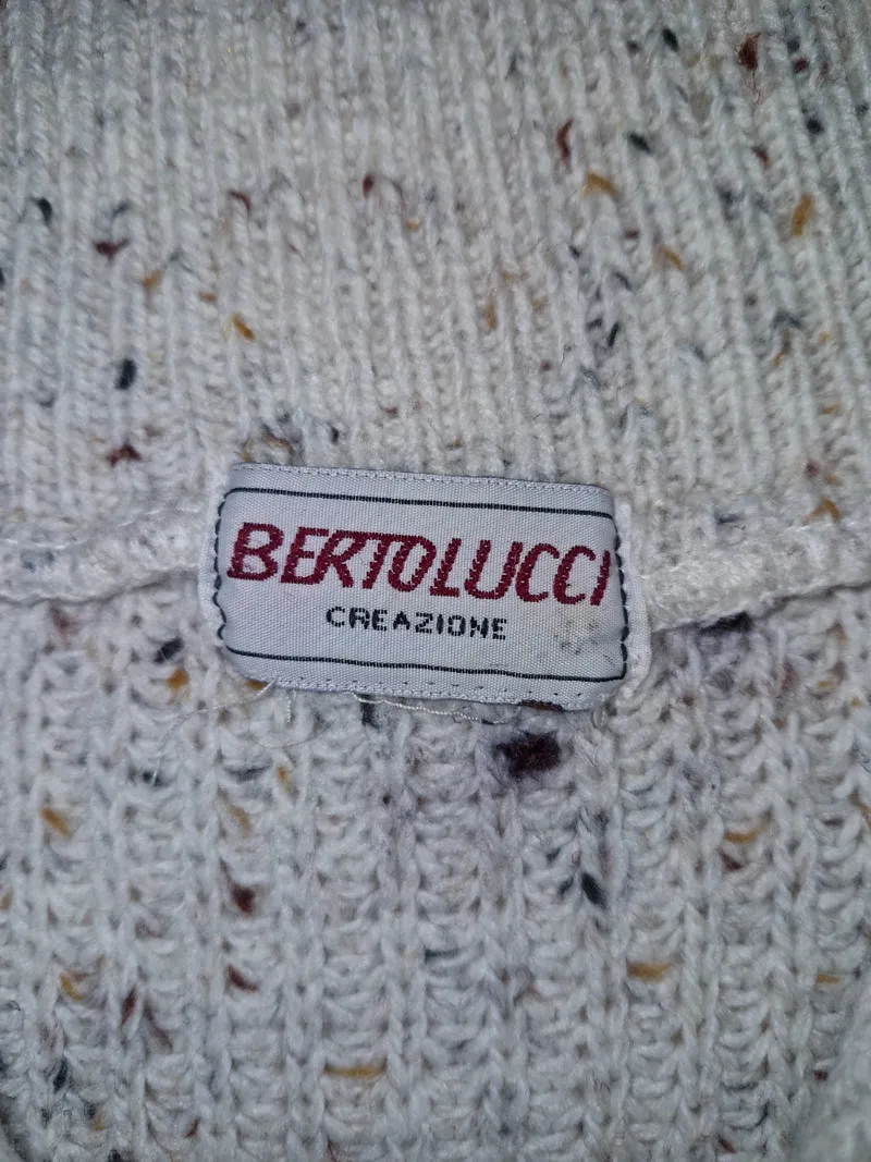 Bertolucci Herren Pullover S Zopfstrick Troyer Beige Wolle Freizeit 3