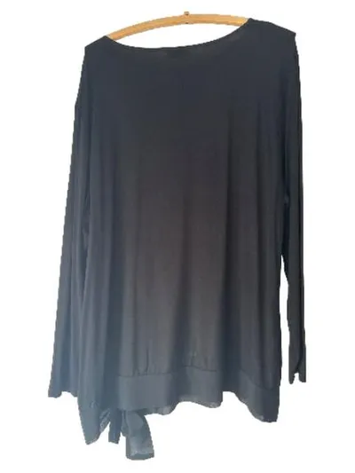Barbara Lebek Damen Langarmshirt Gr. 48 Schwarz Viskose Schleife