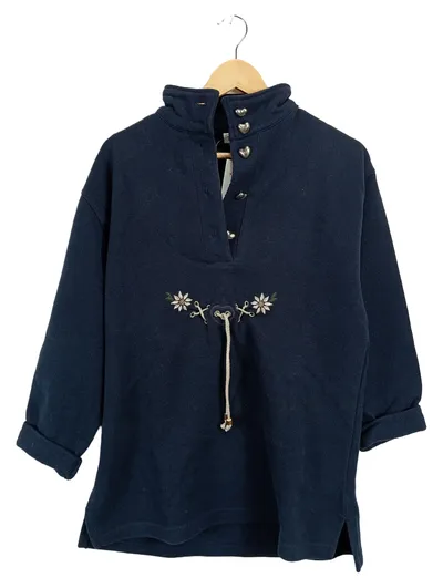 Imperial Landhaus Damen Trachtenbluse Gr. 38 Blau Klassisch Stickerei