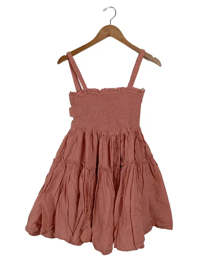 ASOS Design Trägerkleid Damen Gr. 38 Rosa Smok Rüschen Sommer