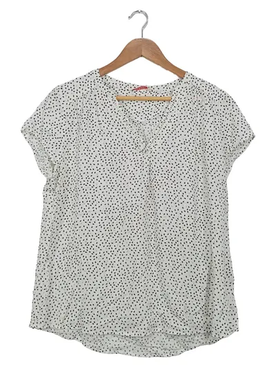 Camaïeu Damen Bluse Gr. 42/XL Mehrfarbig Grafisch Casual Viskose Kurzarm