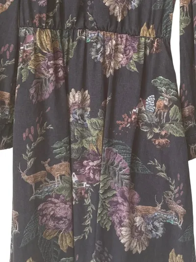 Luis Steindl Kleid Damen Midi Lyocell Freizeit Trachten Look Tiermotiv Grau 38