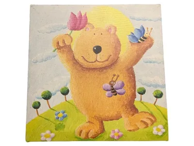 IKEA EGERSTA Leinwandbild Bär Kinderzimmer Deko 25x25 cm Bunt