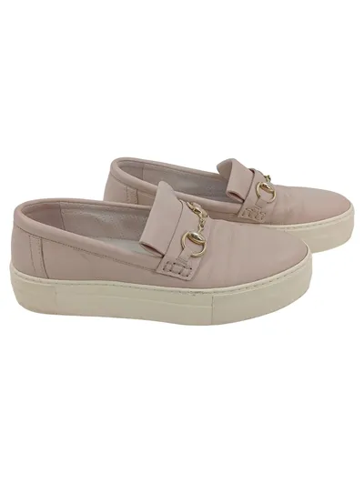 Billi Bi Damen Slipper Gr. 40 Rosa Leder Plateau Loafer