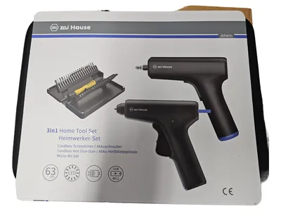 Wiha ZAI Hause 3in1 Heimwerker-Set Akkuschrauber Heißklebepistole Bit Set 63tlg