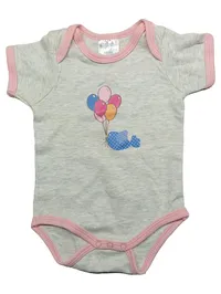 Beauty Baby Body Gr. 62/68 Grau Wal Ballons Kurzarm Baumwolle 1