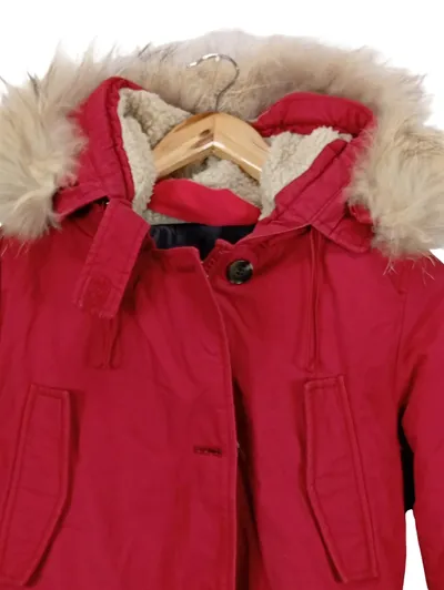 FREEDOMDAY Damen Parka Jacke Rot Gr. 34/XS Outdoor Casual Fellkapuze