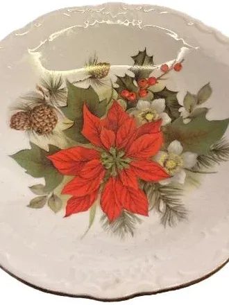 Reichenbach Porzellan Servierplatte Weihnachtsdekor Florales Muster Weiß 18x20cm