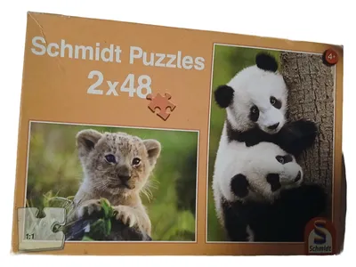 Schmidt Puzzles 2x48 Teile Tierbabys Löwe Panda Kinderpuzzle ab 4 Jahren