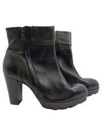 Tamaris Damen Stiefeletten Schwarz Leder Gr. 38 Blockabsatz Ankle Boots 1