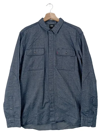 Levis Herren Freizeithemd Blau M Langarm Casual