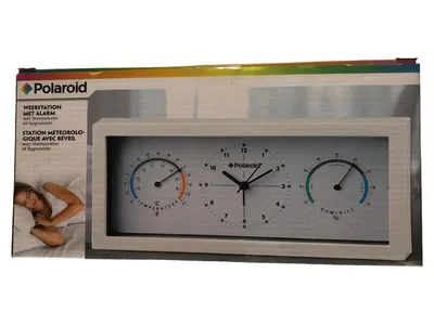 Polaroid Analoge Wetterstation mit Alarm Thermometer Hygrometer Beige Modern