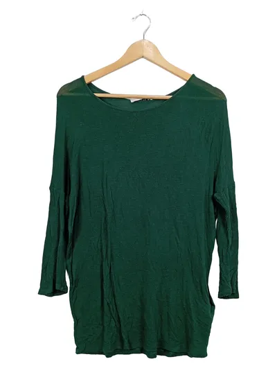 PIECES Damen Langarmshirt Gr. XS Grün Basic Viskose 3/4-Arm