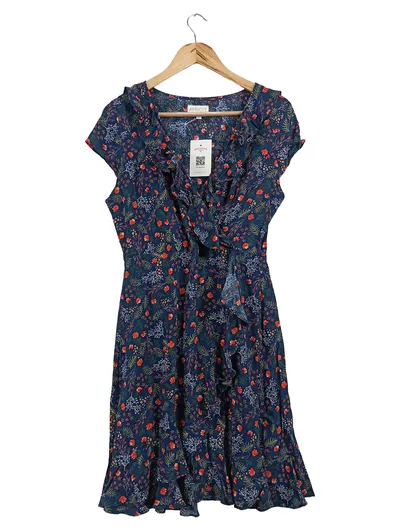 Apricot Damen Wickelkleid Gr. S Blau Blumenmuster Rüschen Viskose
